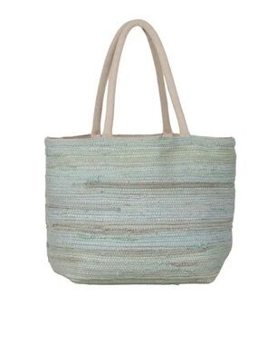 Mabelle Chindie Upcycled Light Aqua Woven Fabric Tote Bag Large